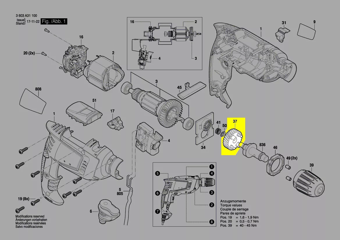 Pignon de transmission réf. 1 606 300 00G Bosch